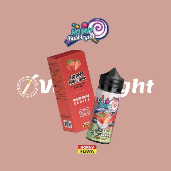 Horny Bubblegum Sour Strawberry 100ml E Liquid by Horny Flava