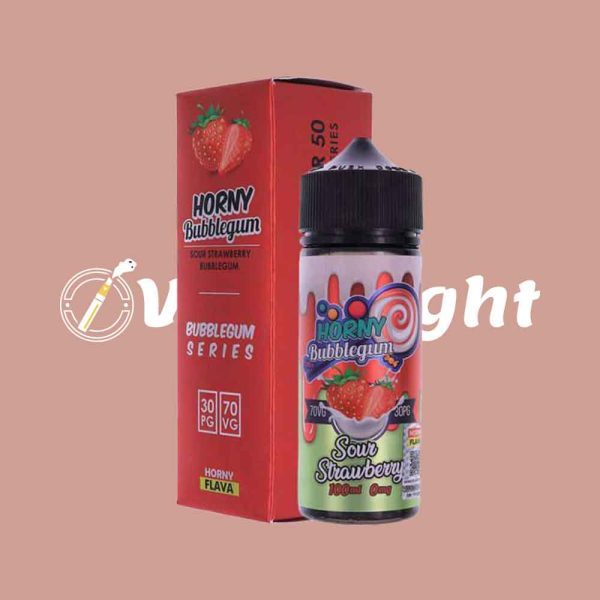 Horny Bubblegum Sour Strawberry 100ml E Liquid by Horny Flava - Image 2